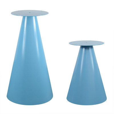 Modern Cone-Shaped Coffee Table Base | Matte Light Blue Pedestal for Small Round Side & End Tables