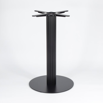 Modern Dining Table Legs |  Matte Black Ribbed Pedestal for Cafe & Dining Tables