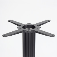 Commercial Heavy Duty Table Base |  Matte Black Ribbed Pedestal for Cafe & Dining Tables
