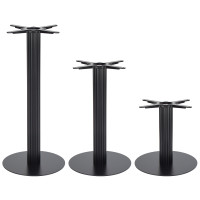 Commercial Heavy Duty Table Base |  Matte Black Ribbed Pedestal for Cafe & Dining Tables