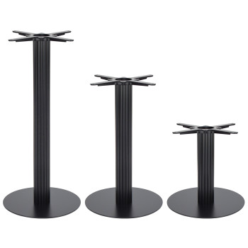 Modern Dining Table Legs |  Matte Black Ribbed Pedestal for Cafe & Dining Tables