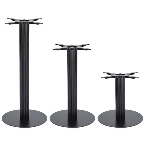 Modern Dining Table Legs |  Matte Black Ribbed Pedestal for Cafe & Dining Tables