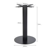 Commercial Heavy Duty Table Base |  Matte Black Ribbed Pedestal for Cafe & Dining Tables