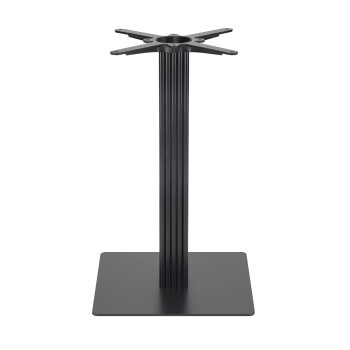 Modern Dining Table Legs |  Matte Black Ribbed Pedestal with Square Base for Cafe & Dining Tables