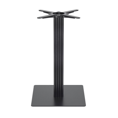 Modern Dining Table Legs |  Matte Black Ribbed Pedestal with Square Base for Cafe & Dining Tables