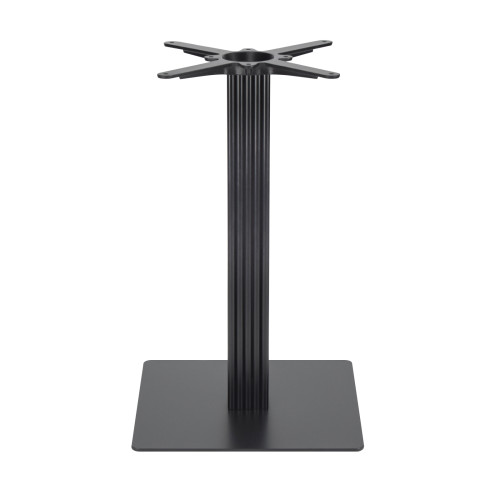 Modern Dining Table Legs |  Matte Black Ribbed Pedestal with Square Base for Cafe & Dining Tables