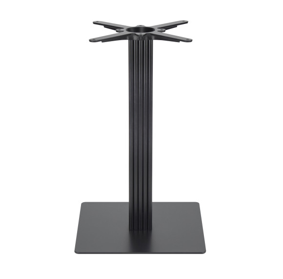 Modern Dining Table Legs | Matte Black Ribbed Pedestal with Square Base for Cafe & Dining Tables