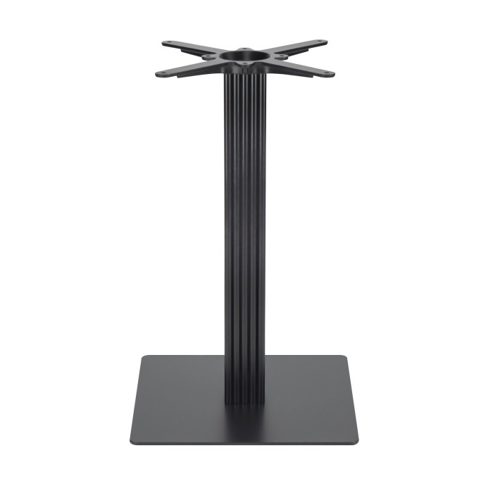 Modern Dining Table Legs | Matte Black Ribbed Pedestal with Square Base for Cafe & Dining Tables