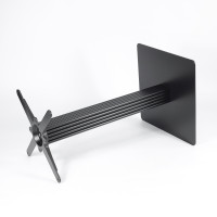 Commercial Heavy Duty Table Base | Matte Black Ribbed Pedestal with Square Base for Cafe & Dining Tables