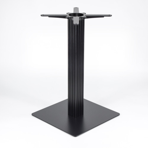 Modern Dining Table Legs |  Matte Black Ribbed Pedestal with Square Base for Cafe & Dining Tables