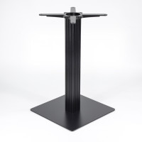 Commercial Heavy Duty Table Base | Matte Black Ribbed Pedestal with Square Base for Cafe & Dining Tables