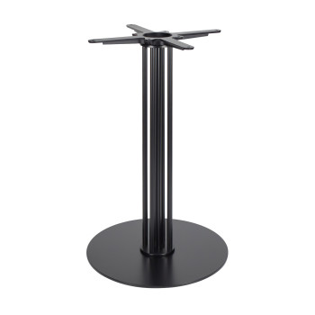 Heavy Duty Metal Table Base | Matte Black Multi-Ribbed Round Pedestal for Dining & Coffee Tables