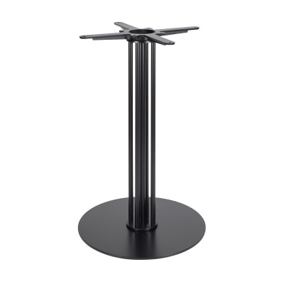 Heavy Duty Metal Table Base | Matte Black Multi-Ribbed Round Pedestal for Dining & Coffee Tables