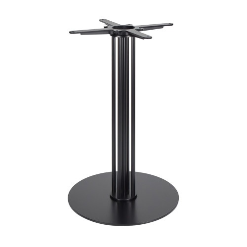 Heavy Duty Metal Table Base | Matte Black Multi-Ribbed Round Pedestal for Dining & Coffee Tables