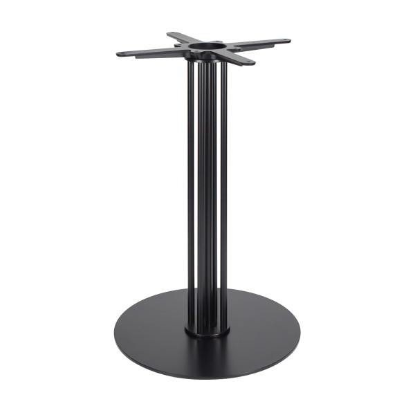 Heavy Duty Metal Table Base | Matte Black Multi-Ribbed Round Pedestal for Dining & Coffee Tables