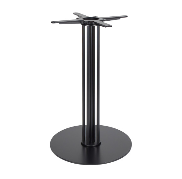 Heavy Duty Metal Table Base | Matte Black Multi-Ribbed Round Pedestal for Dining & Coffee Tables