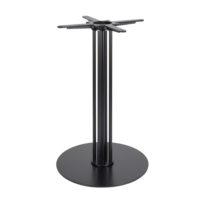 Heavy Duty Metal Table Base | Matte Black Multi-Ribbed Round Pedestal for Dining & Coffee Tables