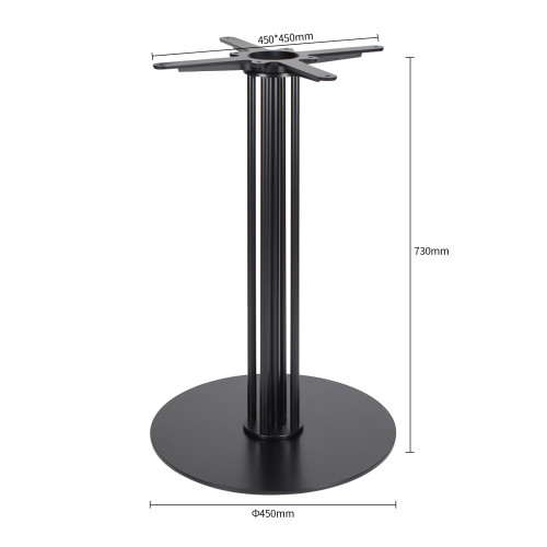 Heavy Duty Metal Table Base | Matte Black Multi-Ribbed Round Pedestal for Dining & Coffee Tables