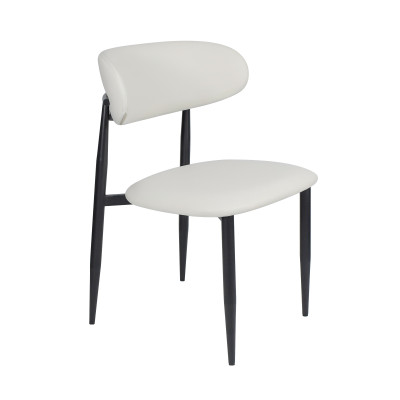 Modern Upholstered Dining Chair | Black Frame with White PU Leather Seat for Home & Commercial Use