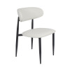Modern Upholstered Dining Chair | Black Frame with White PU Leather Seat for Home & Commercial Use