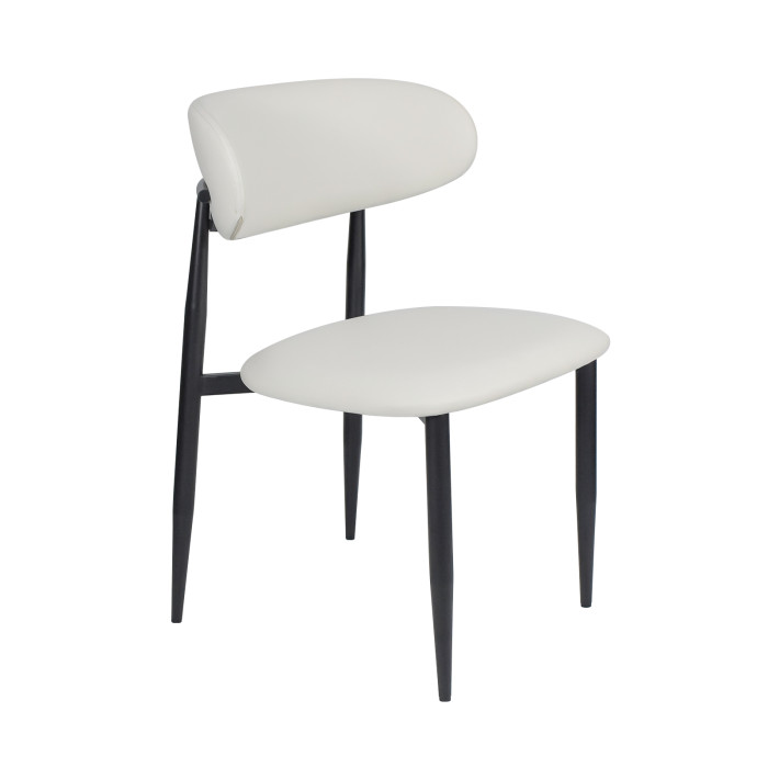 Modern Upholstered Dining Chair | Black Frame with White PU Leather Seat for Home & Commercial Use