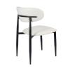 Modern Upholstered Dining Chair | Black Frame with White PU Leather Seat for Home & Commercial Use