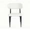 Modern Upholstered Dining Chair | Black Frame with White PU Leather Seat for Home & Commercial Use