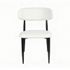 Modern Upholstered Dining Chair | Black Frame with White PU Leather Seat for Home & Commercial Use
