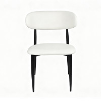 Wholesale Upholstered dining chair | Black Frame with White PU Leather Seat for Home & Commercial Use