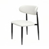 Modern Upholstered Dining Chair | Black Frame with White PU Leather Seat for Home & Commercial Use