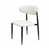 Wholesale Upholstered dining chair | Black Frame with White PU Leather Seat for Home & Commercial Use