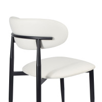 Wholesale Upholstered dining chair | Black Frame with White PU Leather Seat for Home & Commercial Use