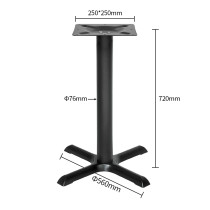 Matte Black Cast Iron Table Base | Heavy Duty 4-Cross Pedestal for Commercial Cafe & Dining Tables