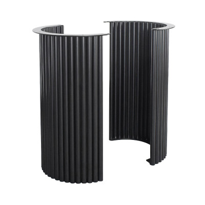 Custom Metal Table Base |  Matte Black Ribbed Pedestal for Round & Half-Moon Dining Tables