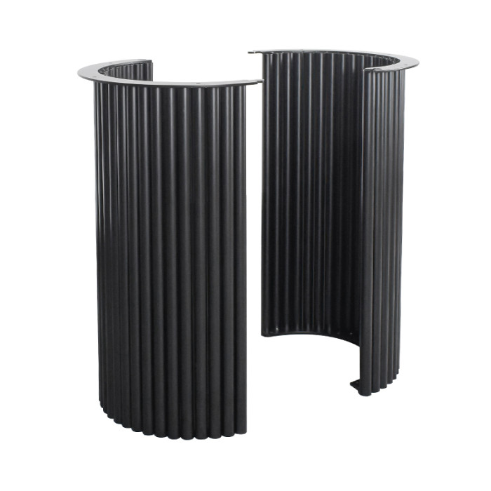 Custom Metal Table Base | Matte Black Ribbed Pedestal for Round & Half-Moon Dining Tables