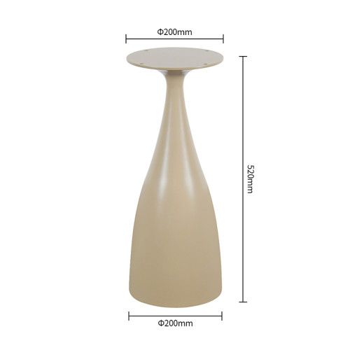 Modern Cone-Shaped Metal Coffee Table Base | Beige Matte Pedestal for Small End & Side Tables