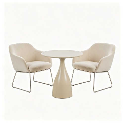 Modern Cone-Shaped Metal Coffee Table Base | Beige Matte Pedestal for Small End & Side Tables