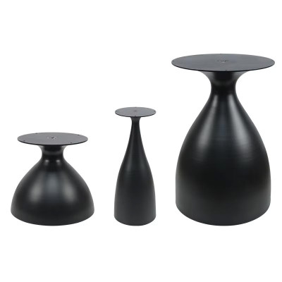 Modern Cone-Shaped Metal Coffee Table Base | Beige Matte Pedestal for Small End & Side Tables