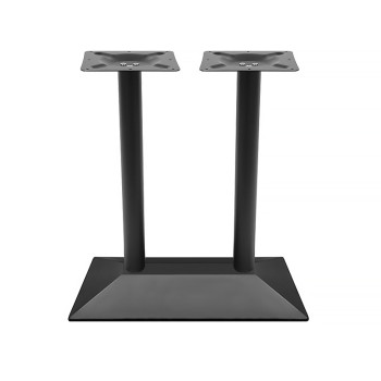Matte Black Double Column Table Base | Pyramid Stamped Metal Pedestal for Rectangular Dining Tables
