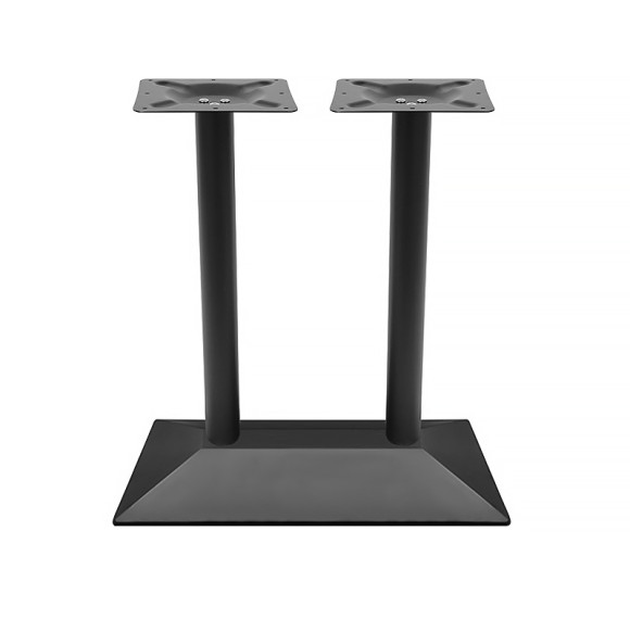 Matte Black Double Column Table Base | Pyramid Stamped Metal Pedestal for Rectangular Dining Tables