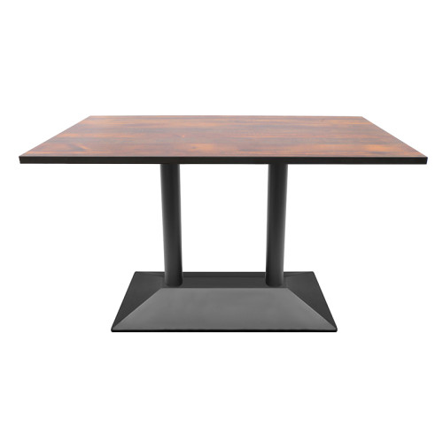 Matte Black Double Column Table Base | Pyramid Stamped Metal Pedestal for Rectangular Dining Tables