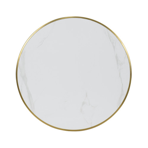 Round Sintered Stone Table Top with Brushed Gold Stainless Steel Rim | Sintered Stone Table Top