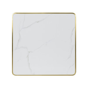 Round Sintered Stone Table Top with Brushed Gold Stainless Steel Rim | Sintered Stone Table Top