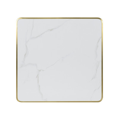 Round Sintered Stone Table Top with Brushed Gold Stainless Steel Rim | Sintered Stone Table Top