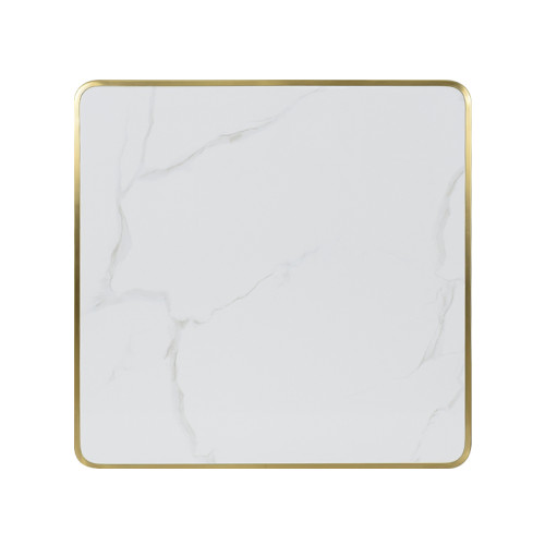 Round Sintered Stone Table Top with Brushed Gold Stainless Steel Rim | Sintered Stone Table Top