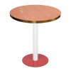 Round Red Travertine Sintered Stone Table Top | Matte Finish with Brushed Rose Gold Stainless Steel Rim