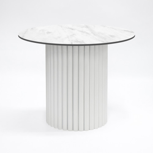 White Round Table Base | Modern Ribbed Pedestal for Round Coffee & Side Tables