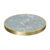 Round Green Marble-Look Sintered Stone Table Top | Titanium Gold Brushed Aluminum Rim