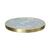 Round Green Marble-Look Sintered Stone Table Top | Titanium Gold Brushed Aluminum Rim