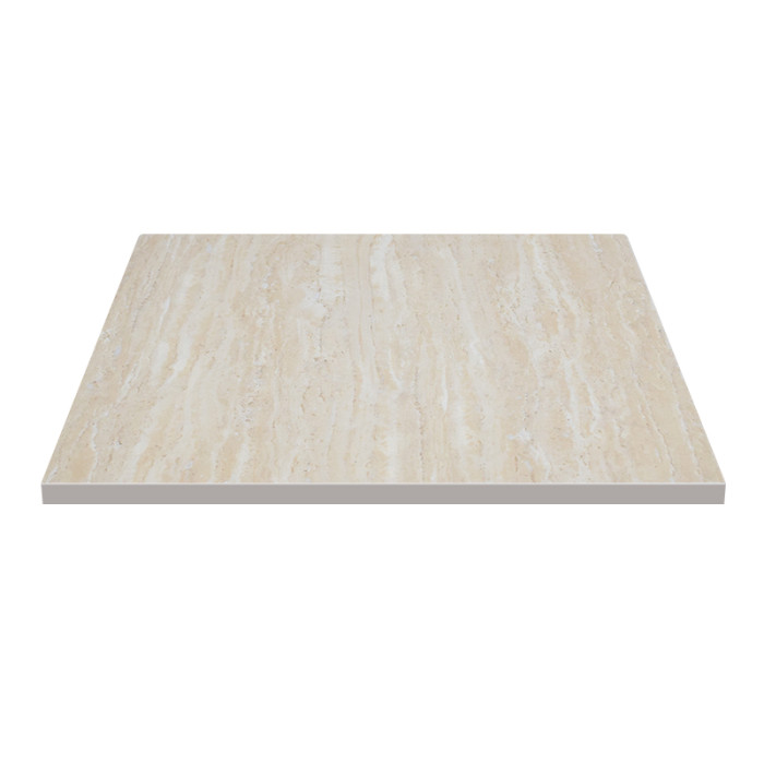 Square Beige Travertine Melamine Table Top | Commercial Grade Laminate Surface for Cafes & Restaurants